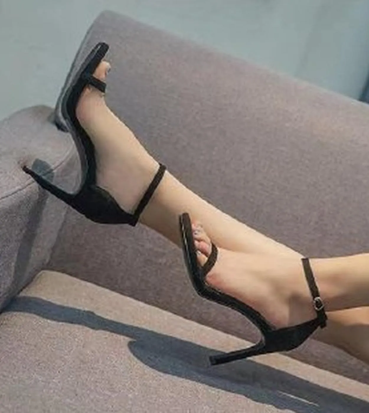 Women High Heeled Sandals Summer Female Shoes Stiletto High Heels Black Designer  One Word Buckle Slingback 2022 Fashion